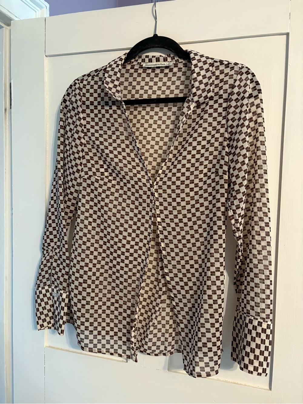 Abercrombie & Fitch Brown and Cream Checkerboard Button-Down